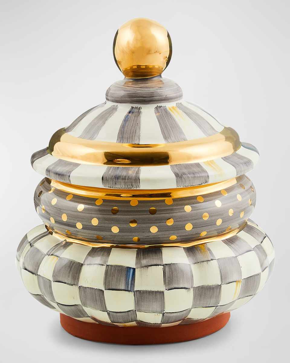 Sterling Check Ceramic Groovy Canister
